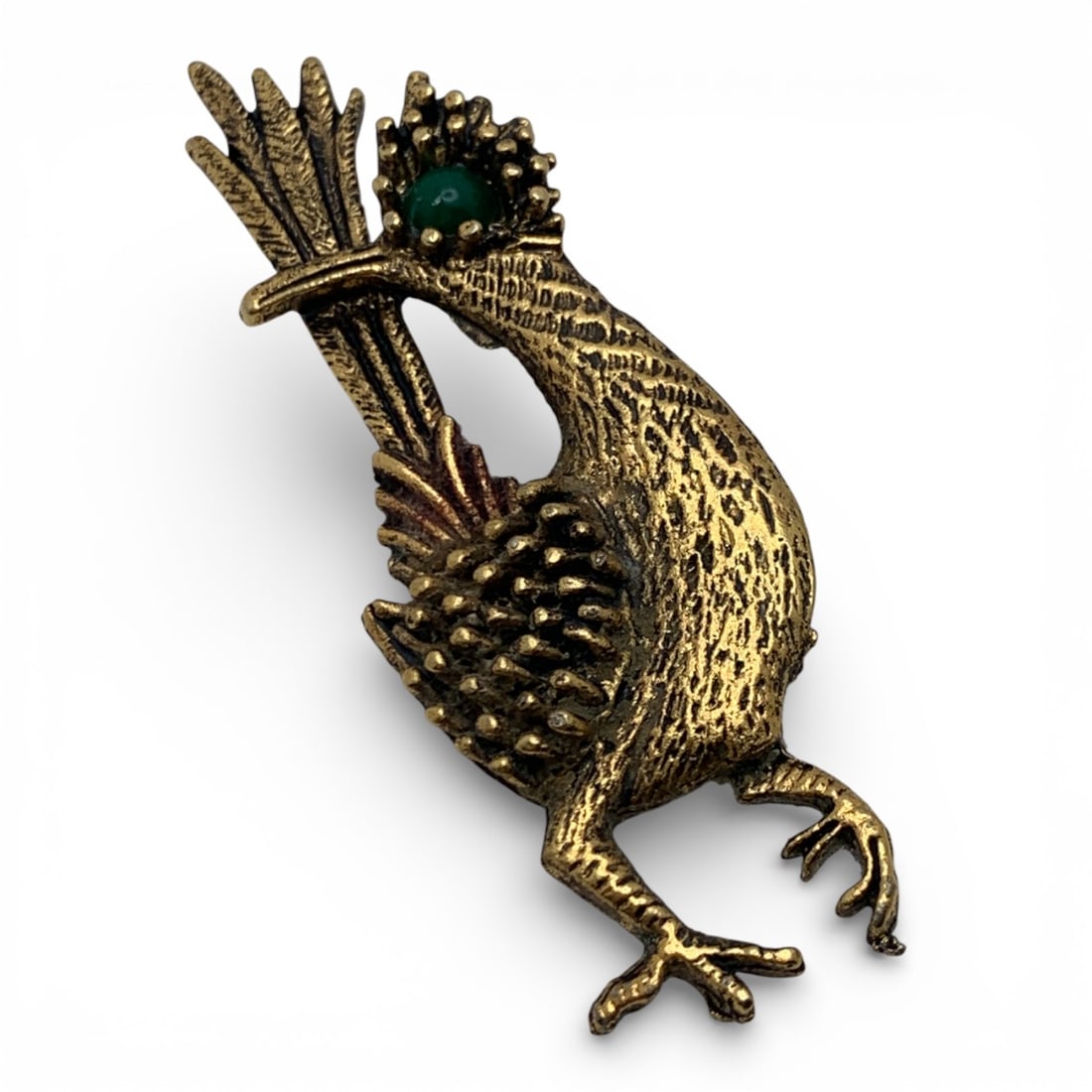 Gold Tone Bird Brooch With Green Stone (1 of 3)