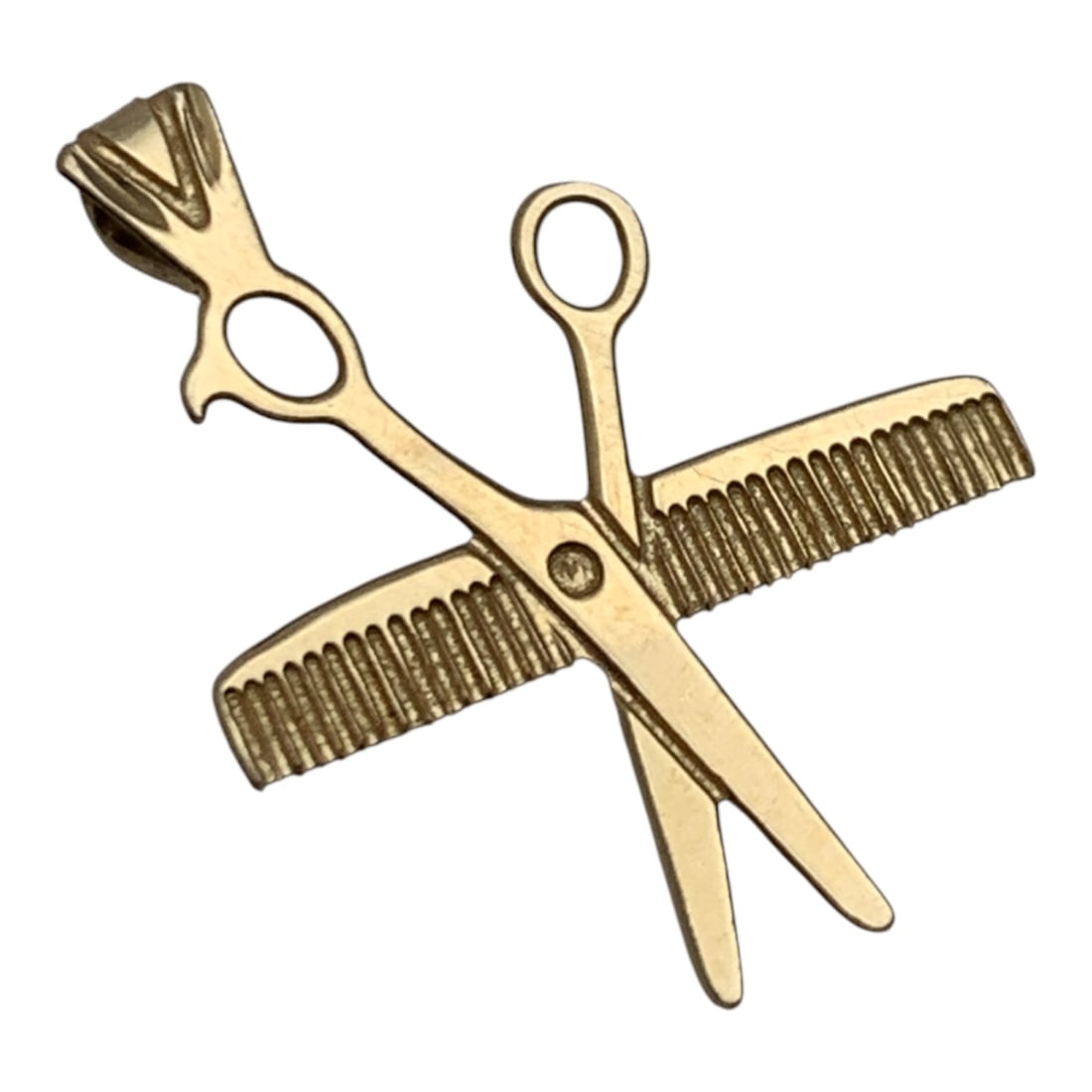 14k Yellow Gold Scissors & Comb Pendant: Marked 14k - 7/8" Long - 0.3 DwtGemstones Tested With Presidium Gem Tester Il - Berners Does Not Guarantee Authenticity Of Gemstones