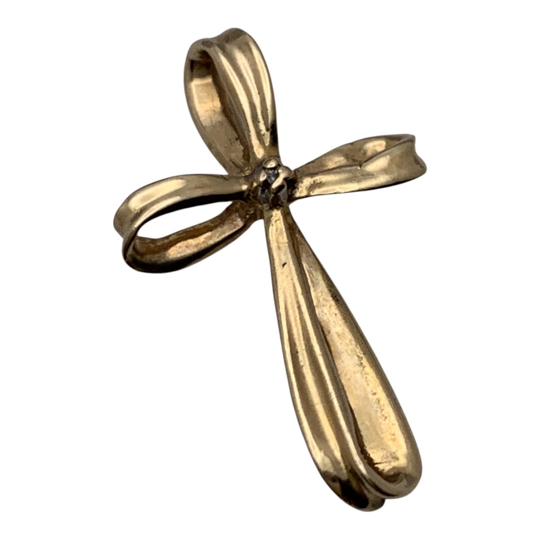 14k Yellow Gold Cross Pendant: Tests 14k - 1" Long - 0.6 DwtGemstones Tested With Presidium Gem Tester Il - Berners Does Not Guarantee Authenticity Of Gemstones