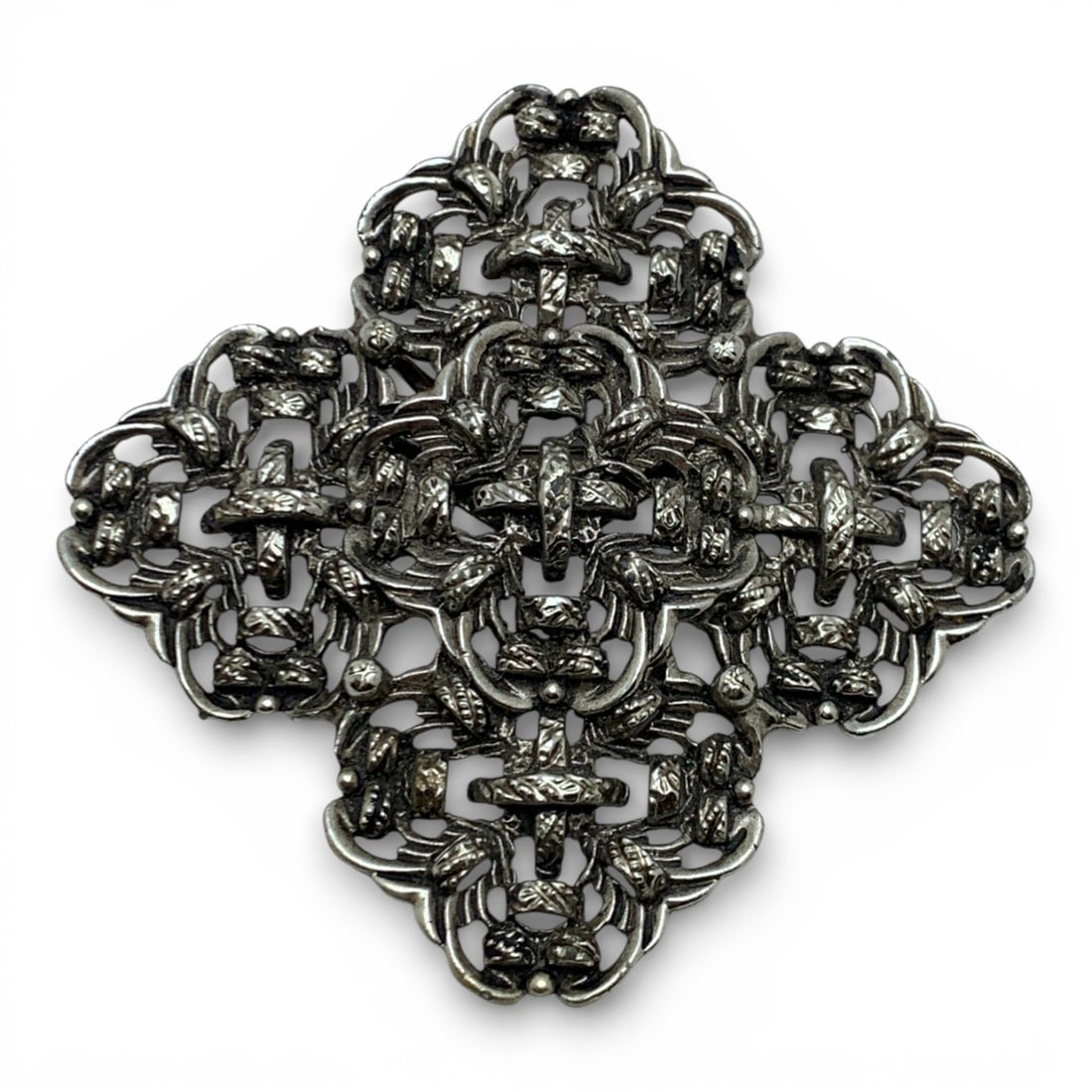 Silver Tone Costume Brooch: 3 3/8" Long