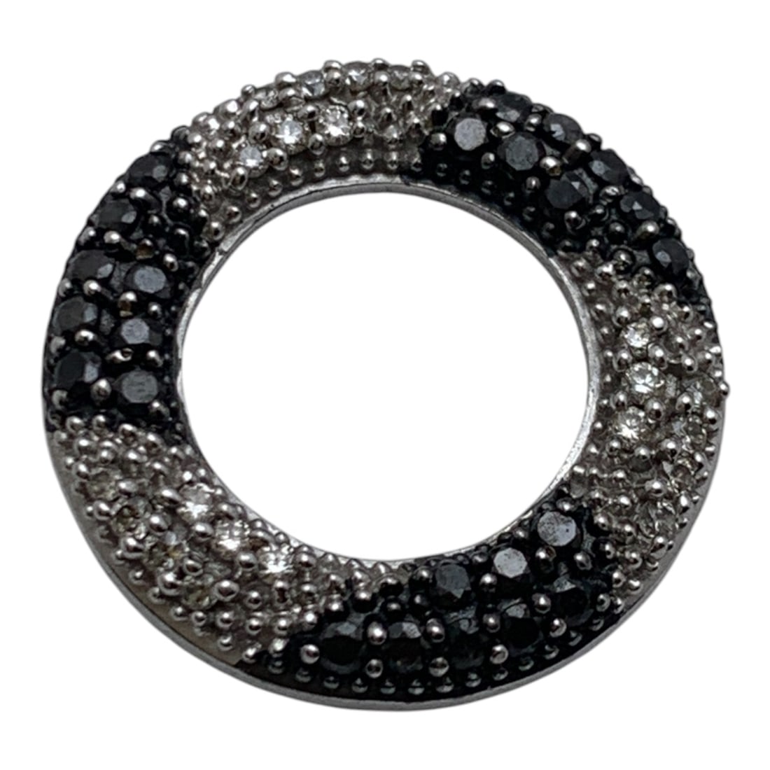 14k White Gold Pendant With White-black Diamonds: Tests 14k - 3/4" Long - 2.1 DwtGemstones Tested With Presidium Gem Tester Il - Berners Does Not Guarantee Authenticity Of Gemstones