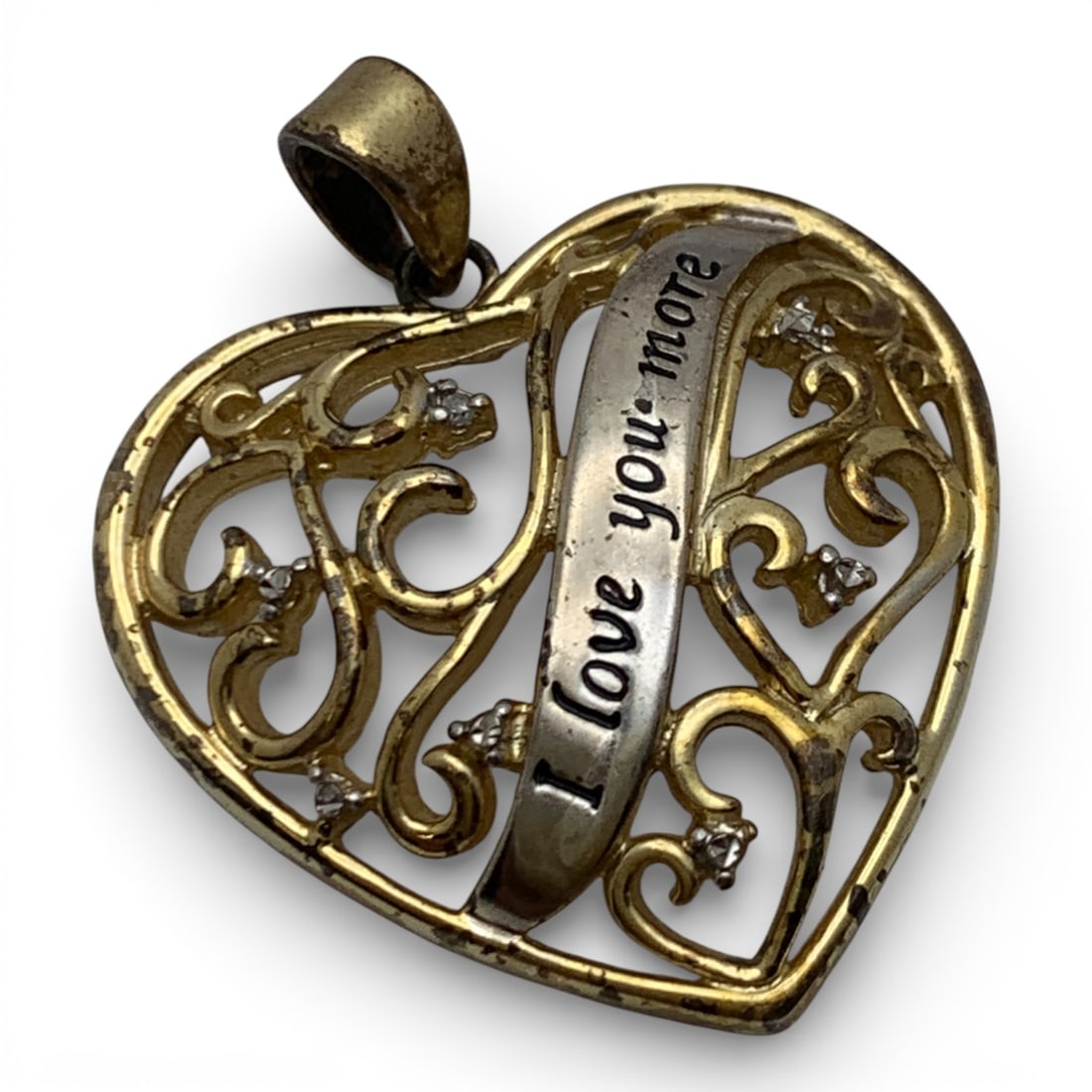 Sterling Gold Tone Heart Pendant: Marked 925 - 1 1/4" Long - 4.3 Grams