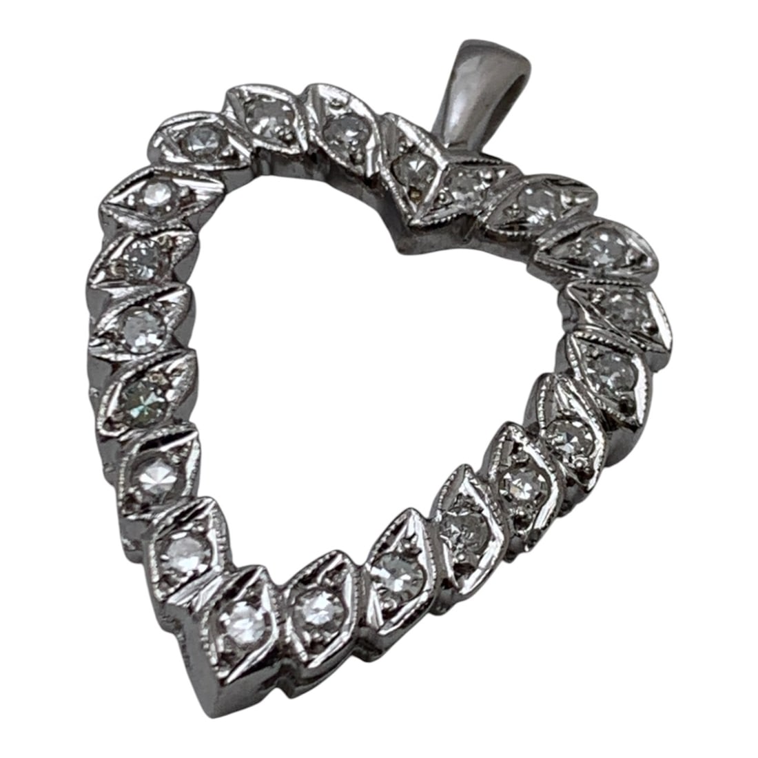 14k White Gold & Diamond Heart Pendant (1 of 3)