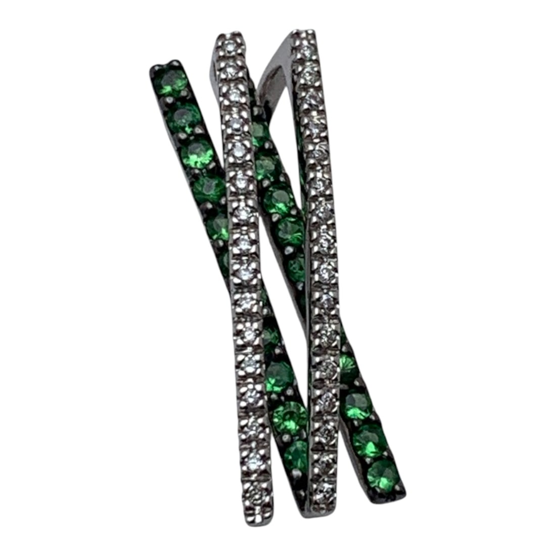 14k White Gold Diamond & Emerald Pendant: Marked 14k - 7/8" Long - 1.3 DwtGemstones Tested With Presidium Gem Tester Il - Berners Does Not Guarantee Authenticity Of Gemstones