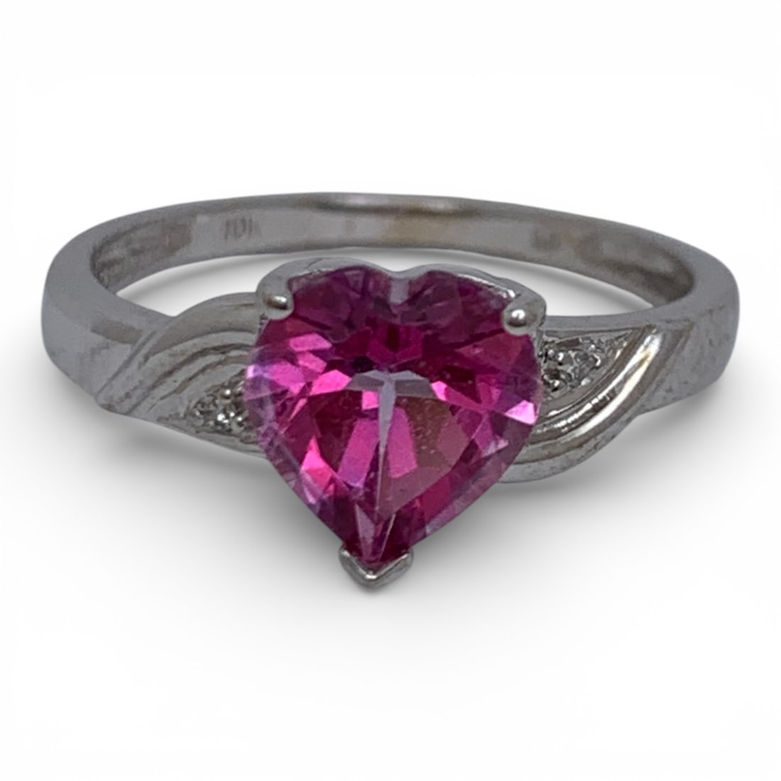 10k White Gold Diamond & Topaz Ring: Marked 10k - Size 5.5 - 1.1 DwtGemstones Tested With Presidium Gem Tester Il - Berners Does Not Guarantee Authenticity Of Gemstones