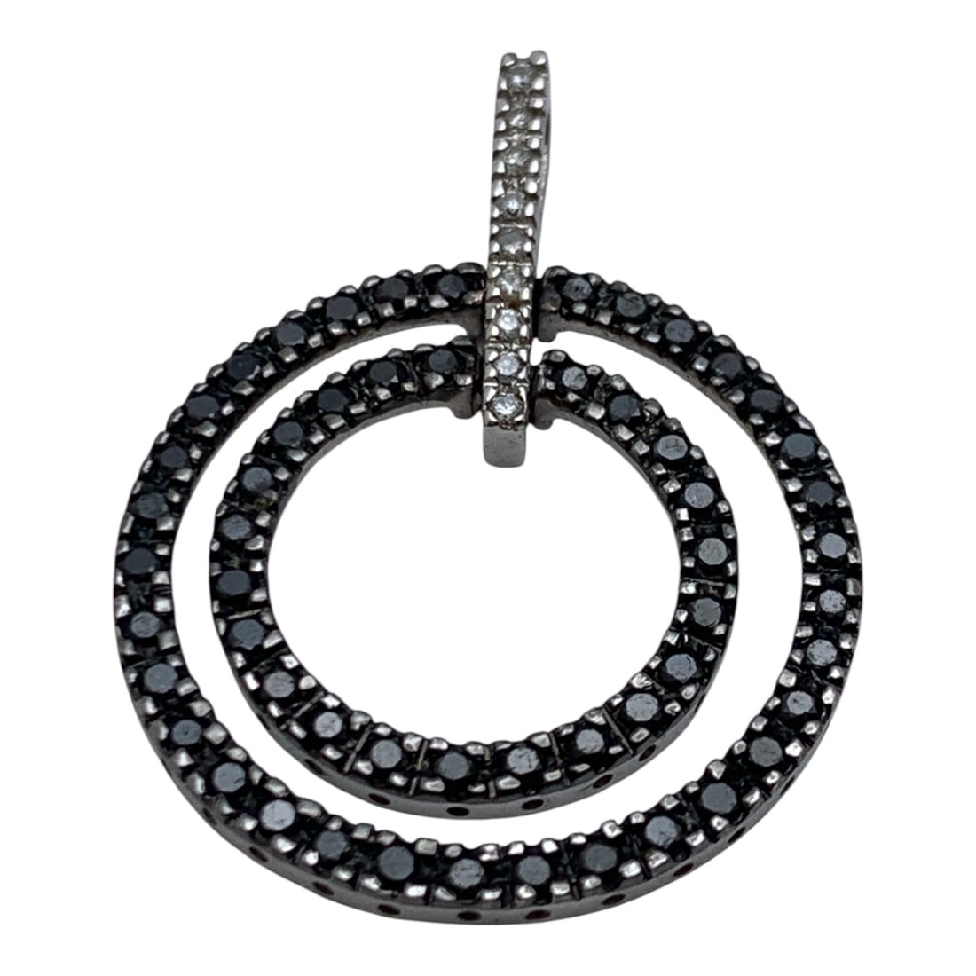 14k White Gold Pendant W Black-white Diamonds: Marked 14k - 1 1/4" Long - 2.3 DwtGemstones Tested With Presidium Gem Tester Il - Berners Does Not Guarantee Authenticity Of Gemstones