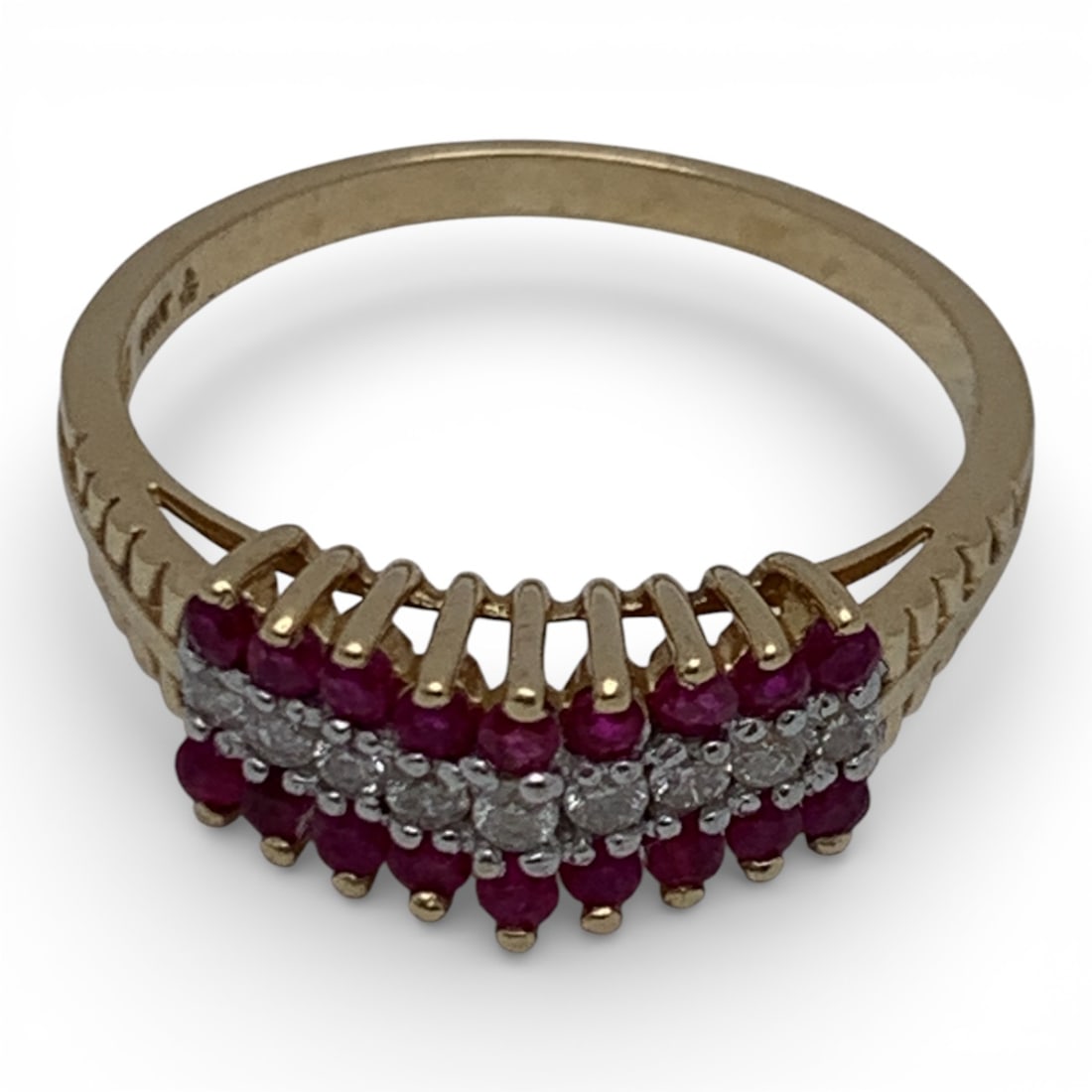 14k Yellow Gold Diamond & Ruby Ring - 4