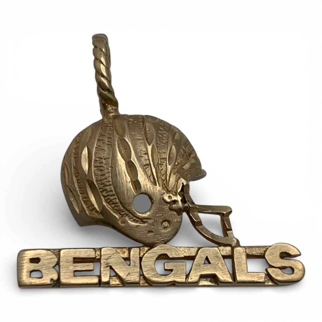14k Yellow Gold Bengals Pendant: Marked 14k - 1" Long - 2.4 DwtGemstones Tested With Presidium Gem Tester Il - Berners Does Not Guarantee Authenticity Of Gemstones