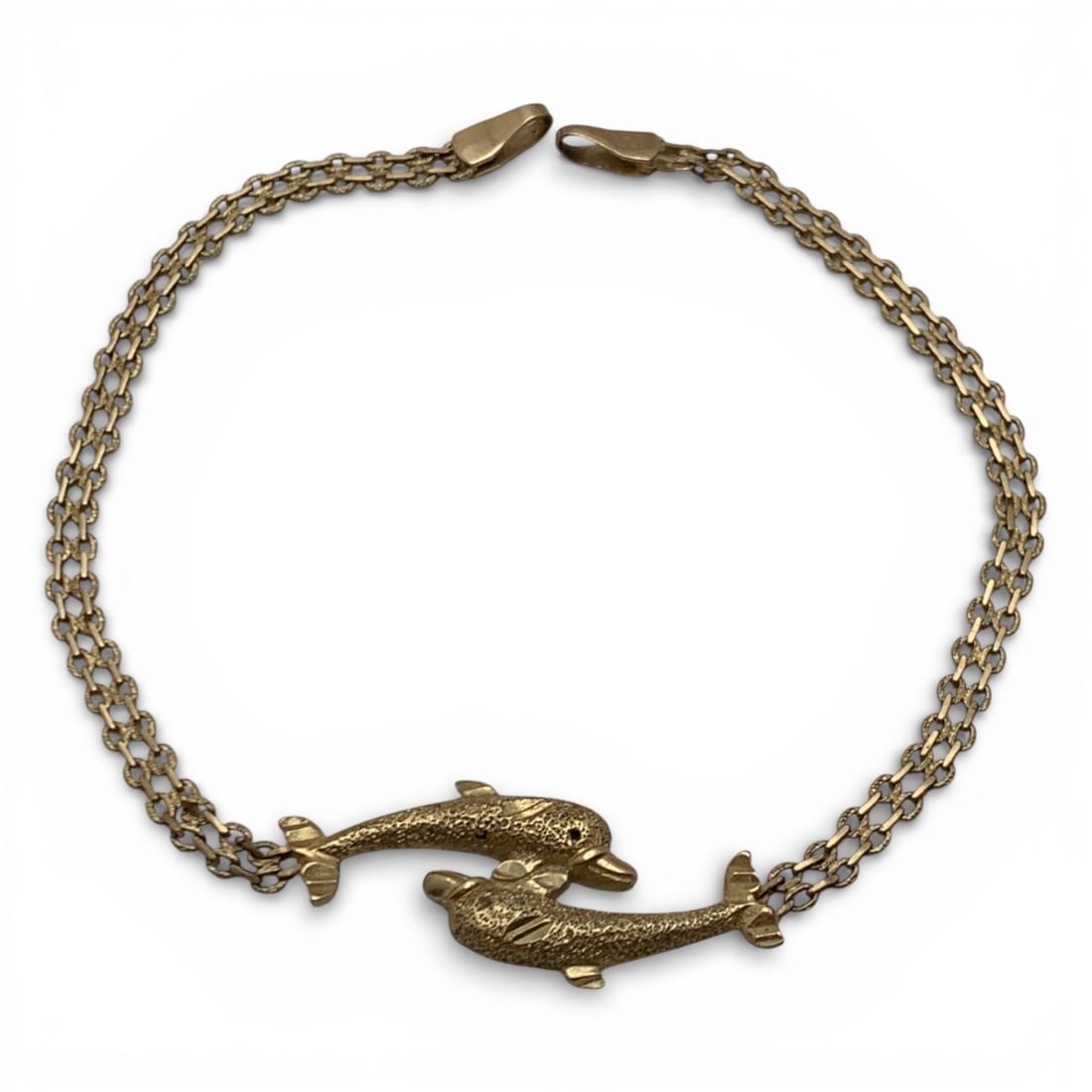 14k Yellow Gold Dolphin Bracelet: Marked 14k - 6 7/8" Long - 1.8 DwtMissing Clasp