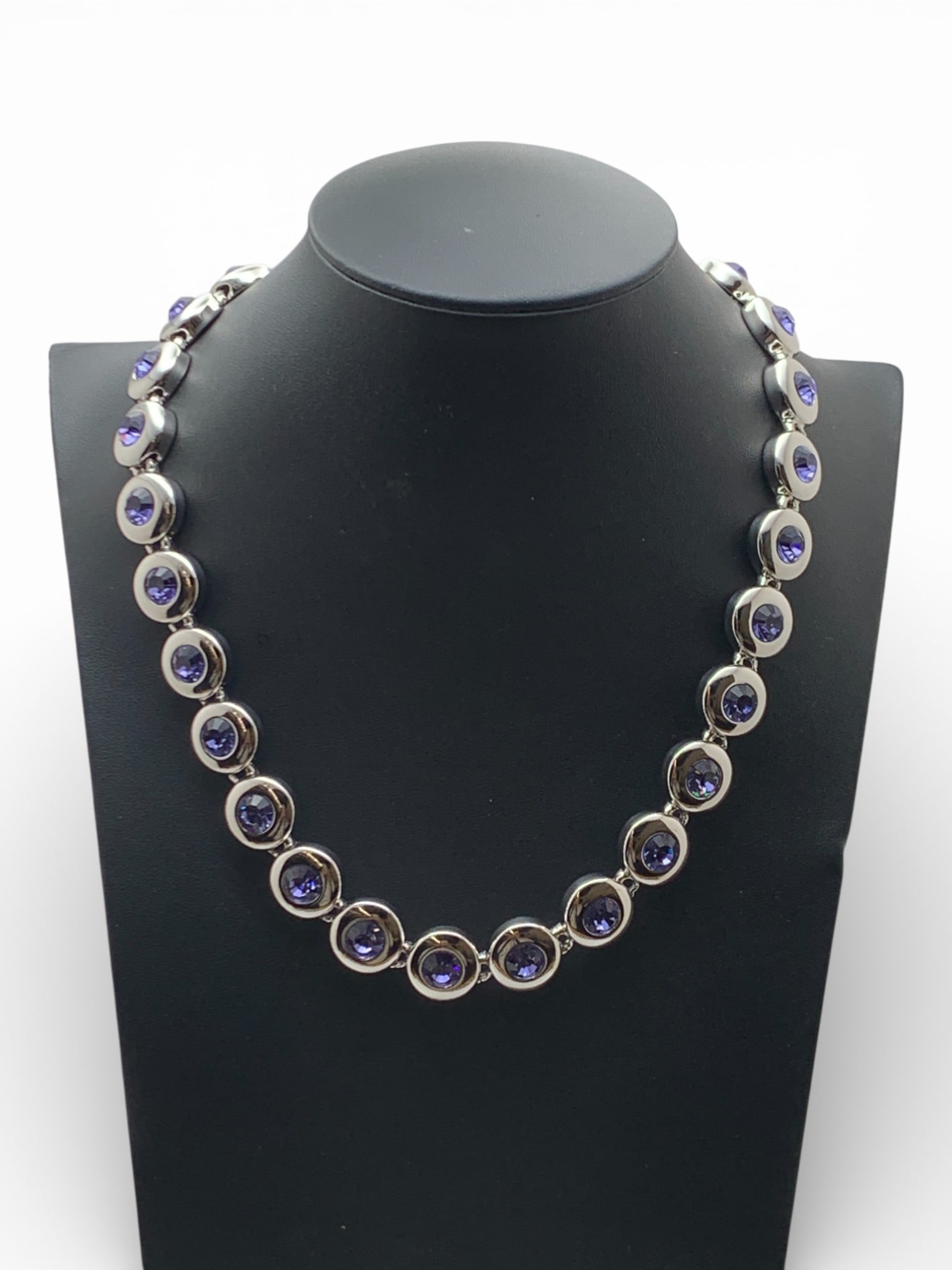 Nolan Miller Silver Tone Necklace W Purple Stones: Marked Nolan Miller - 18 1/8" Long