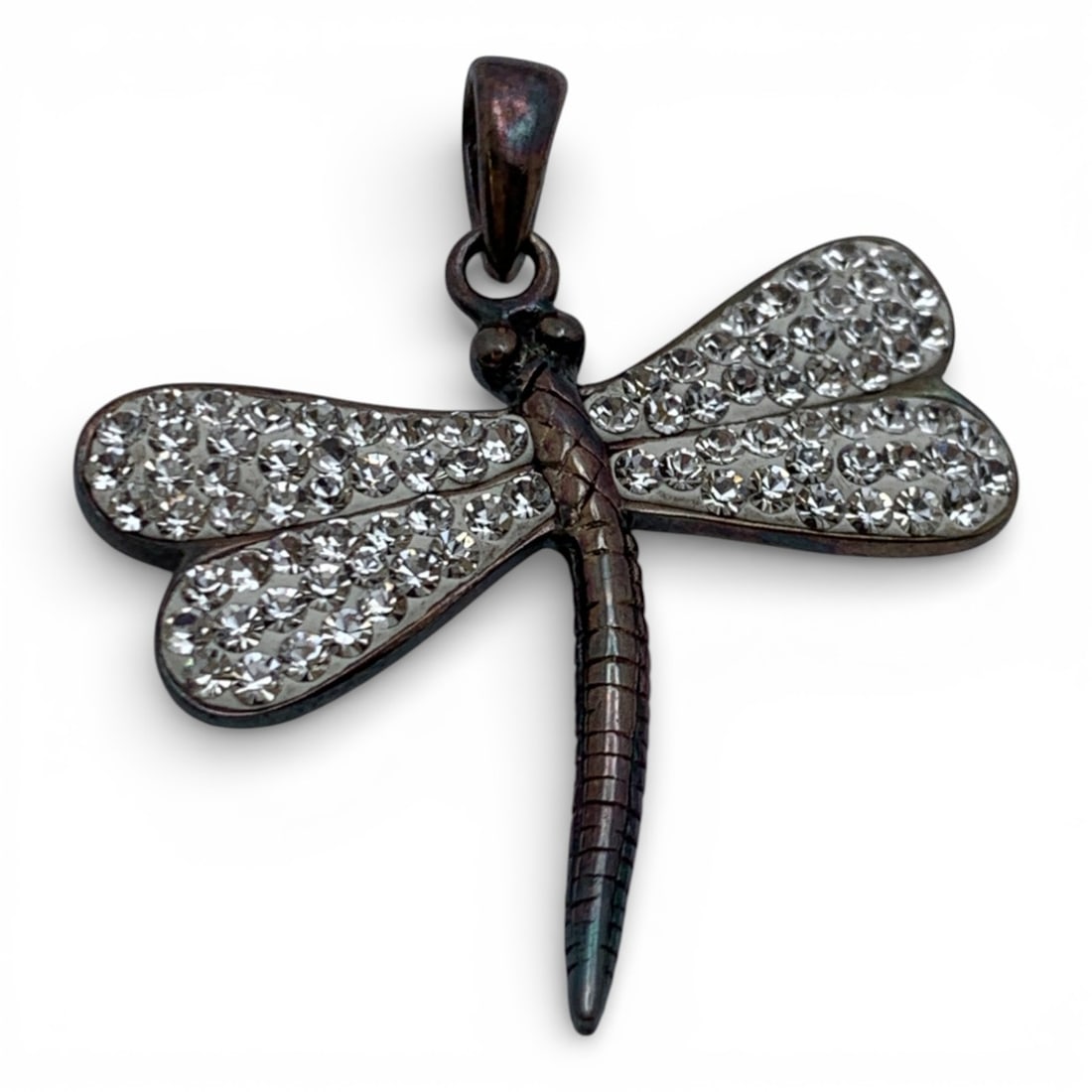 Sterling Silver & Clear Stone Dragonfly Pendant (1 of 3)