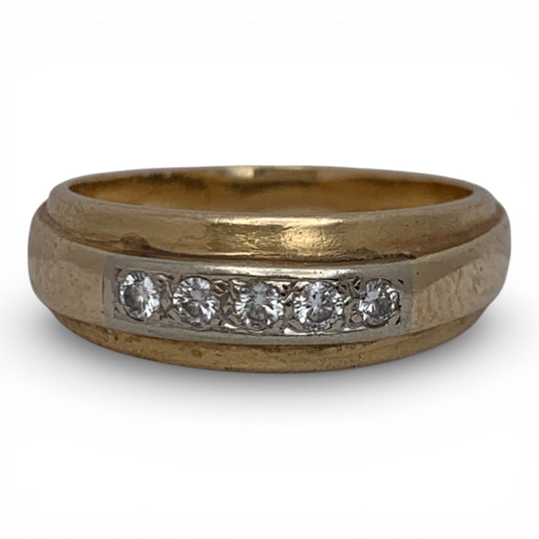 14k Yellow Gold & Diamond Ring: Tests 14k - Size 8 - 3.6 DwtGemstones Tested With Presidium Gem Tester Il - Berners Does Not Guarantee Authenticity Of Gemstones