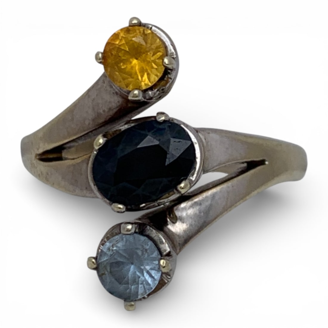 14k White Gold Spinel Topaz & Sapphire Ring: Tests 14k - Size 6.25 - 3.7 DwtGemstones Tested With Presidium Gem Tester Il - Berners Does Not Guarantee Authenticity Of Gemstones