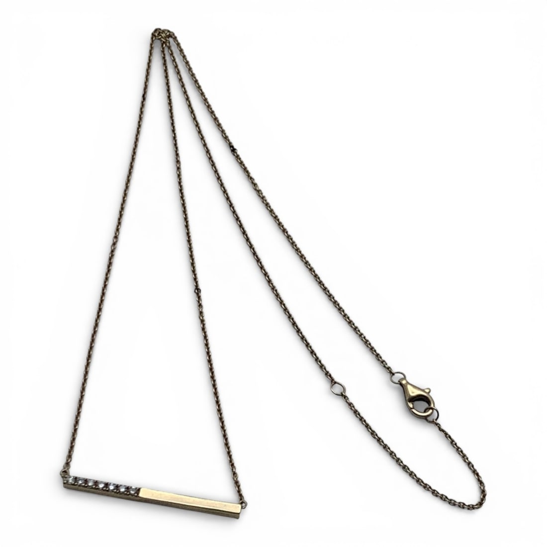 10k Yellow Gold & Diamond Necklace: Marked 10k - 18 1/2" Long - 1.8 DwtGemstones Tested With Presidium Gem Tester Il - Berners Does Not Guarantee Authenticity Of Gemstones