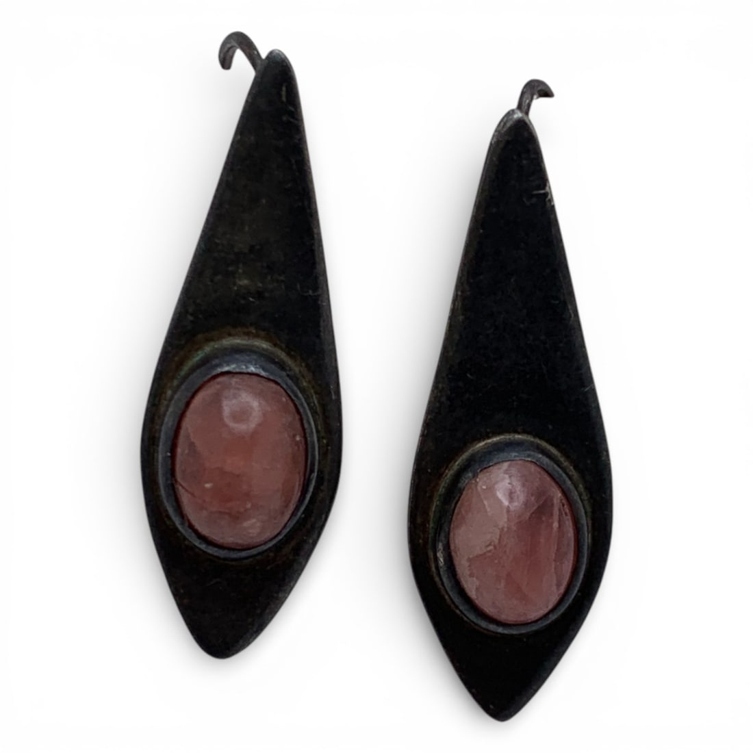 Pair Of Silver & Pink Stone Earrings (1 of 3)