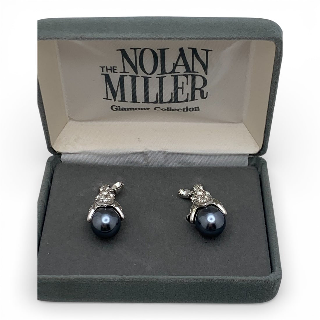 Nolan Miller Rhinestone & Faux Pearl Earrings: Includes Original BoxMarked Nolan Miller - 1 3/8" Long