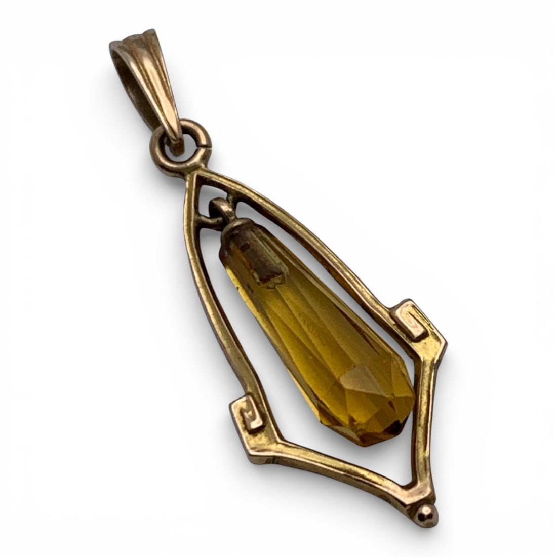 10k Yellow Gold & Orange Stone Pendant: Marked 10k - 1 1/8" Long - 0.6 DwtGemstones Tested With Presidium Gem Tester Il - Berners Does Not Guarantee Authenticity Of Gemstones