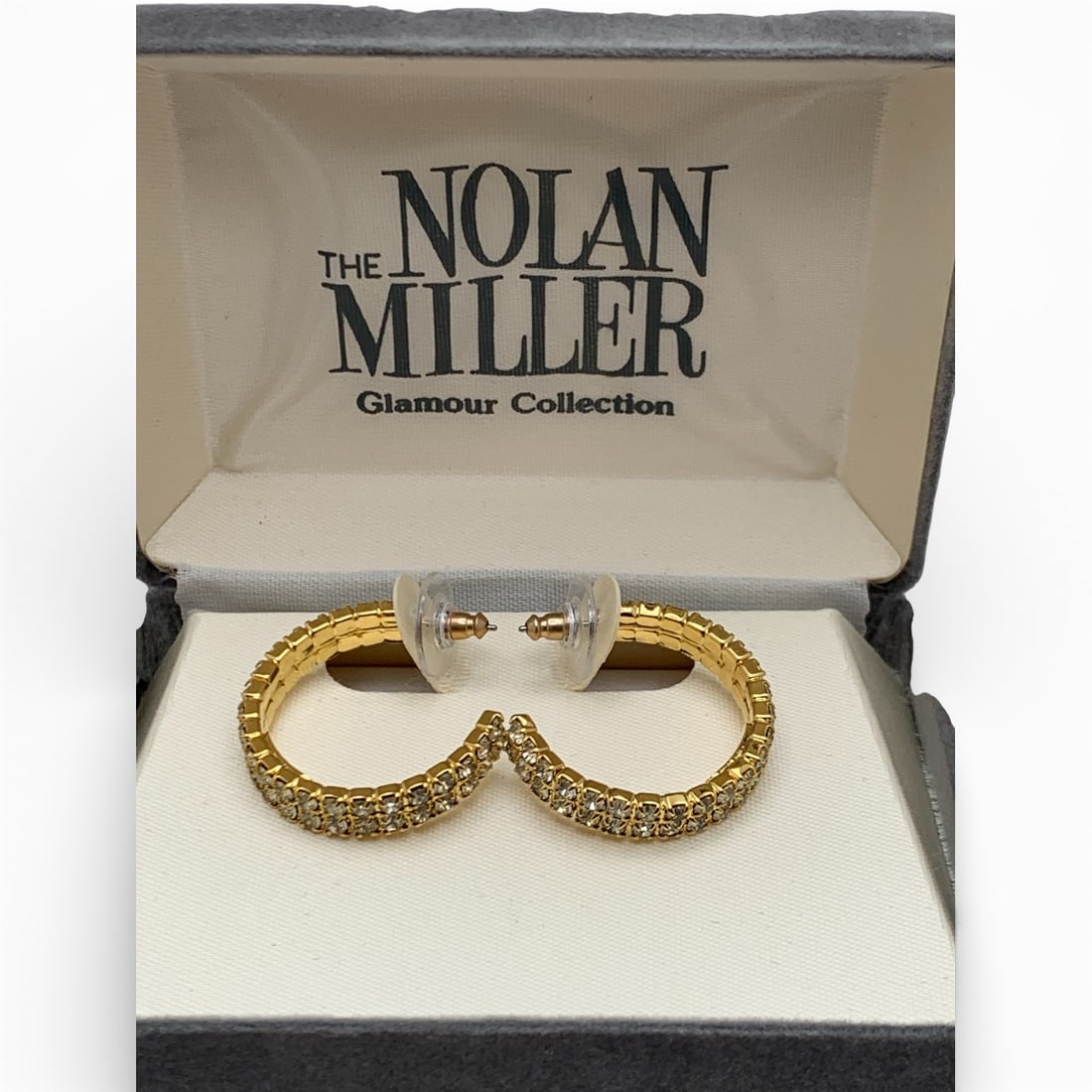 Nolan Miller Gold Tone Rhinestone Earrings: Includes Original BoxMarked Nolan Miller - 1 1/8" Long