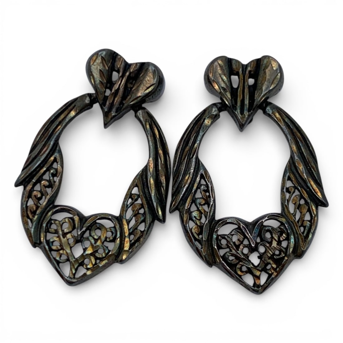 Pair Of Silver Earrings: Tests Silver - 1" Long - 4.8 Grams