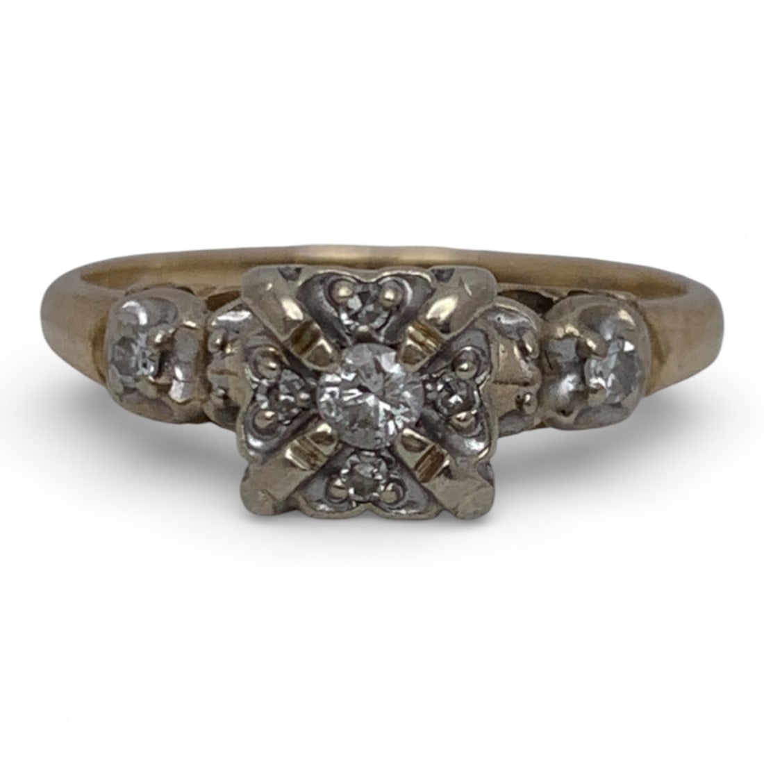 14k Yellow Gold & Diamond Ring: Marked 14k - Size 6 - 1.3 DwtGemstones Tested With Presidium Gem Tester Il - Berners Does Not Guarantee Authenticity Of Gemstones