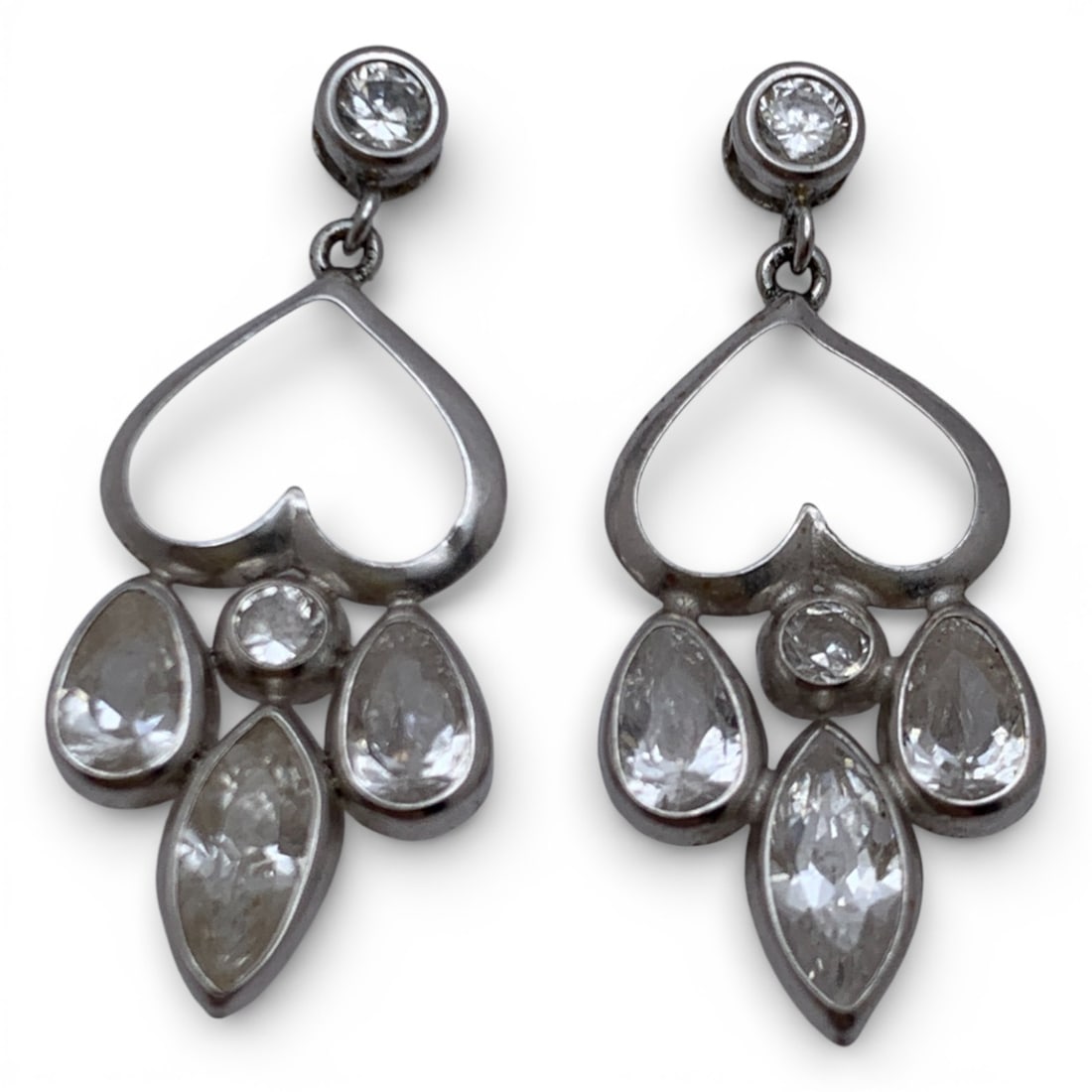 14k White Gold Earrings With Clear Stones (1 of 3)
