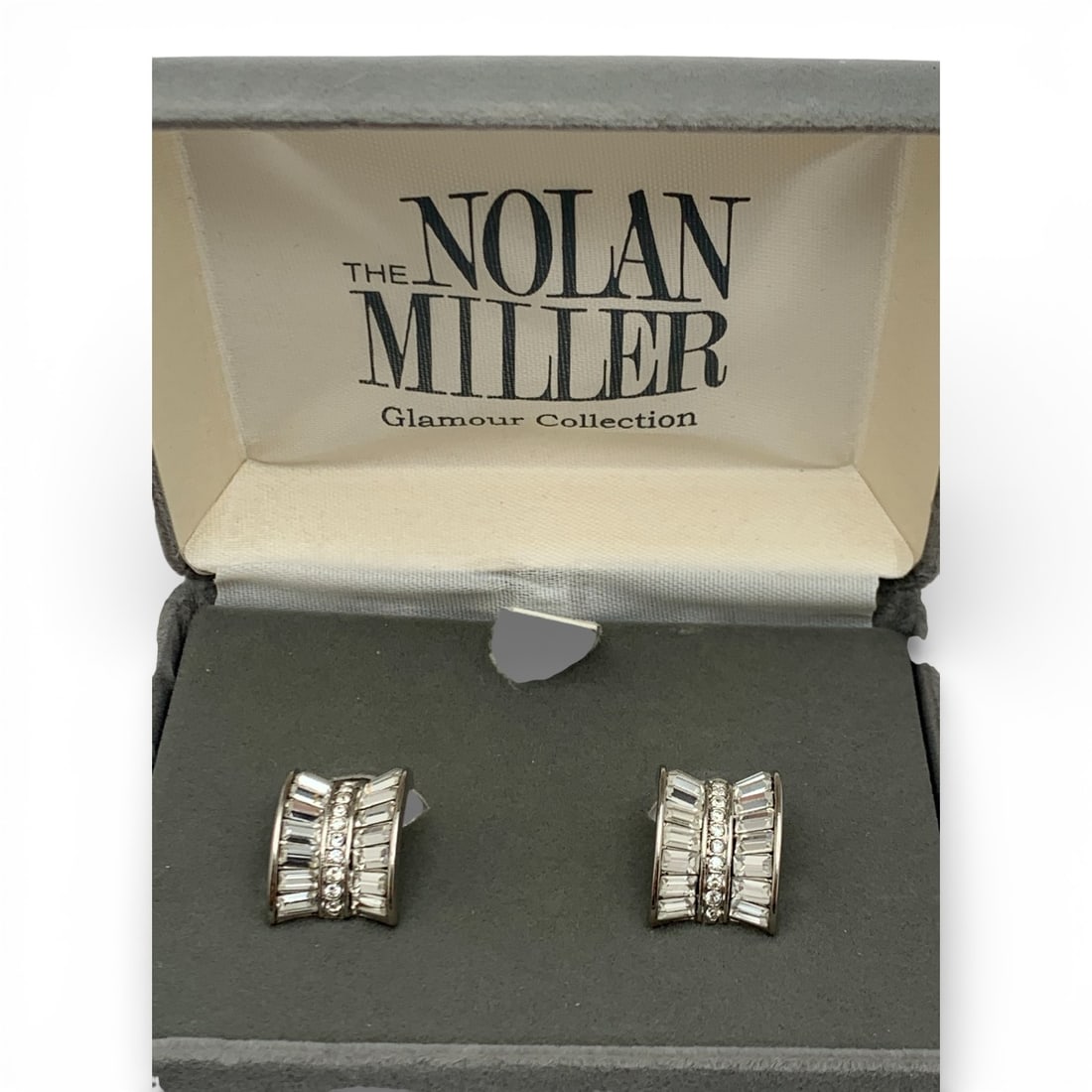 Nolan Miller Silver Tone Rhinestone Earrings: Includes Original BoxMarked Nolan Miller - 3/4" Long
