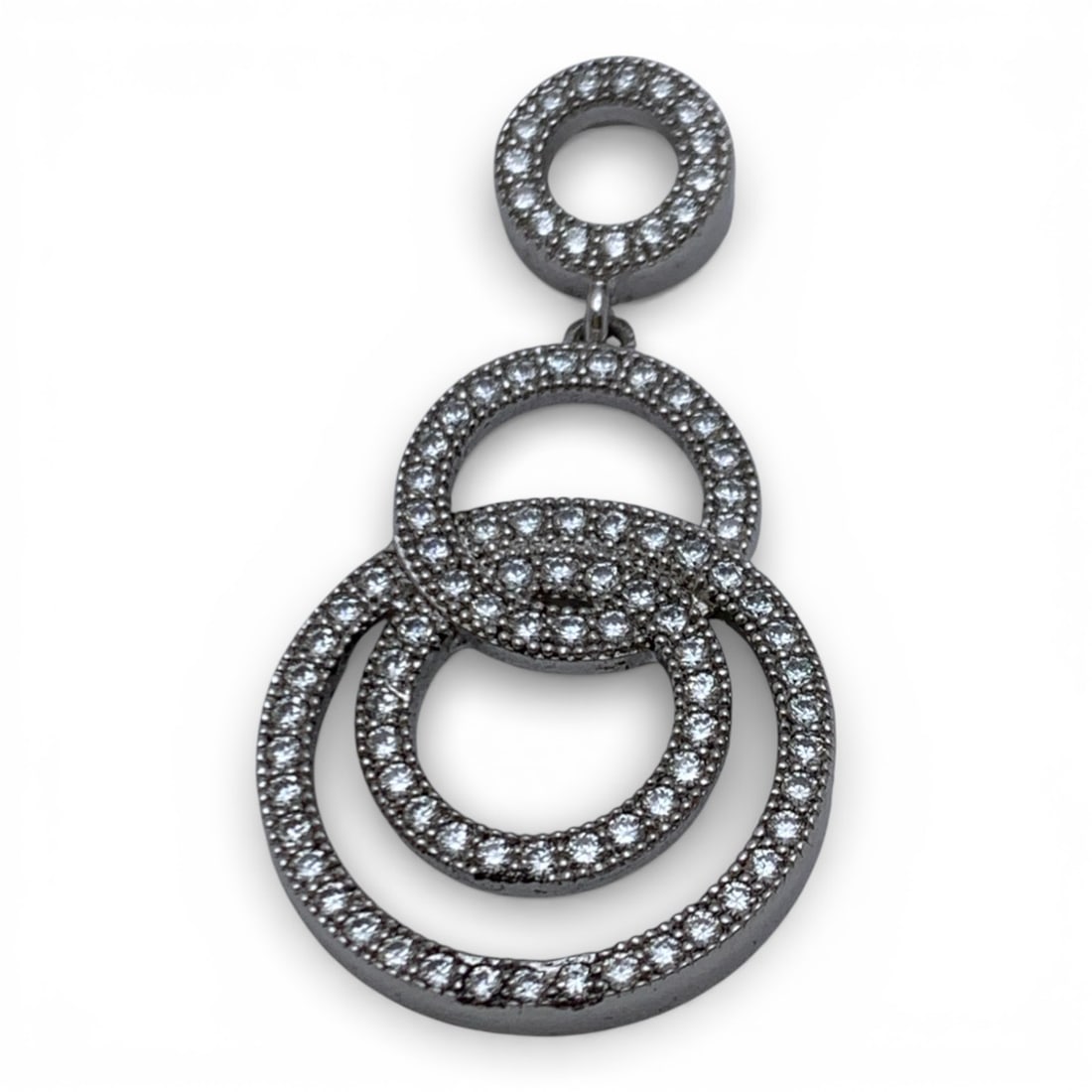 Sterling Silver Pendant With Clear Stones: Marked 925 - 1 1/4" Long - 2.7 Grams