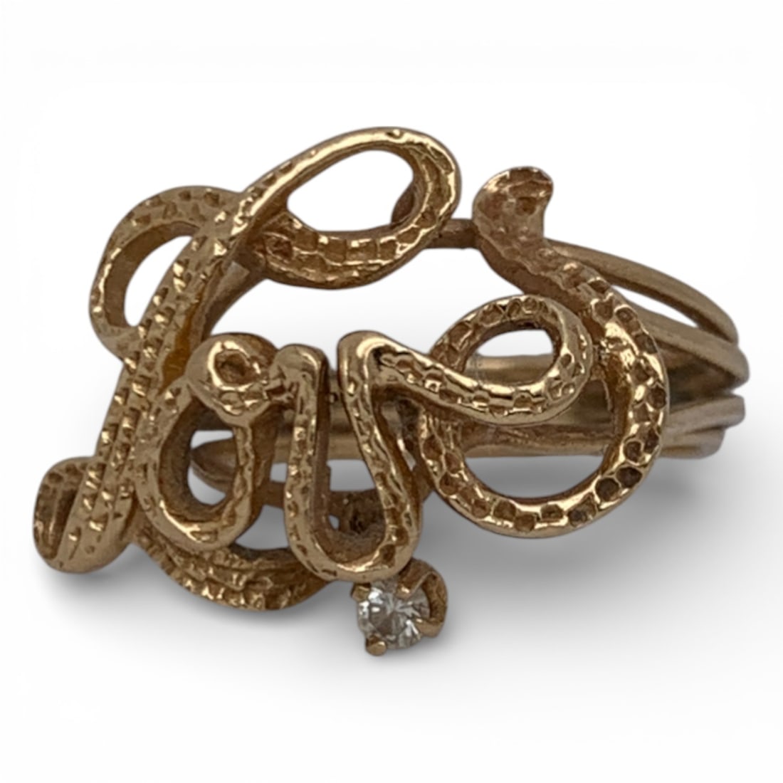 14k Yellow Gold & Diamond Ring: Marked 14k - Size 3.75 - 2.7 Dwt