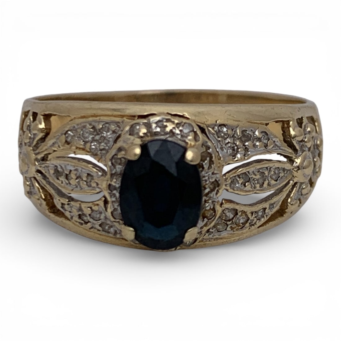 14k Yellow Gold & Sapphire Ring: Marked 14k - Size 9 - 2.4 DwtGemstones Tested With Presidium Gem Tester Il - Berners Does Not Guarantee Authenticity Of Gemstones