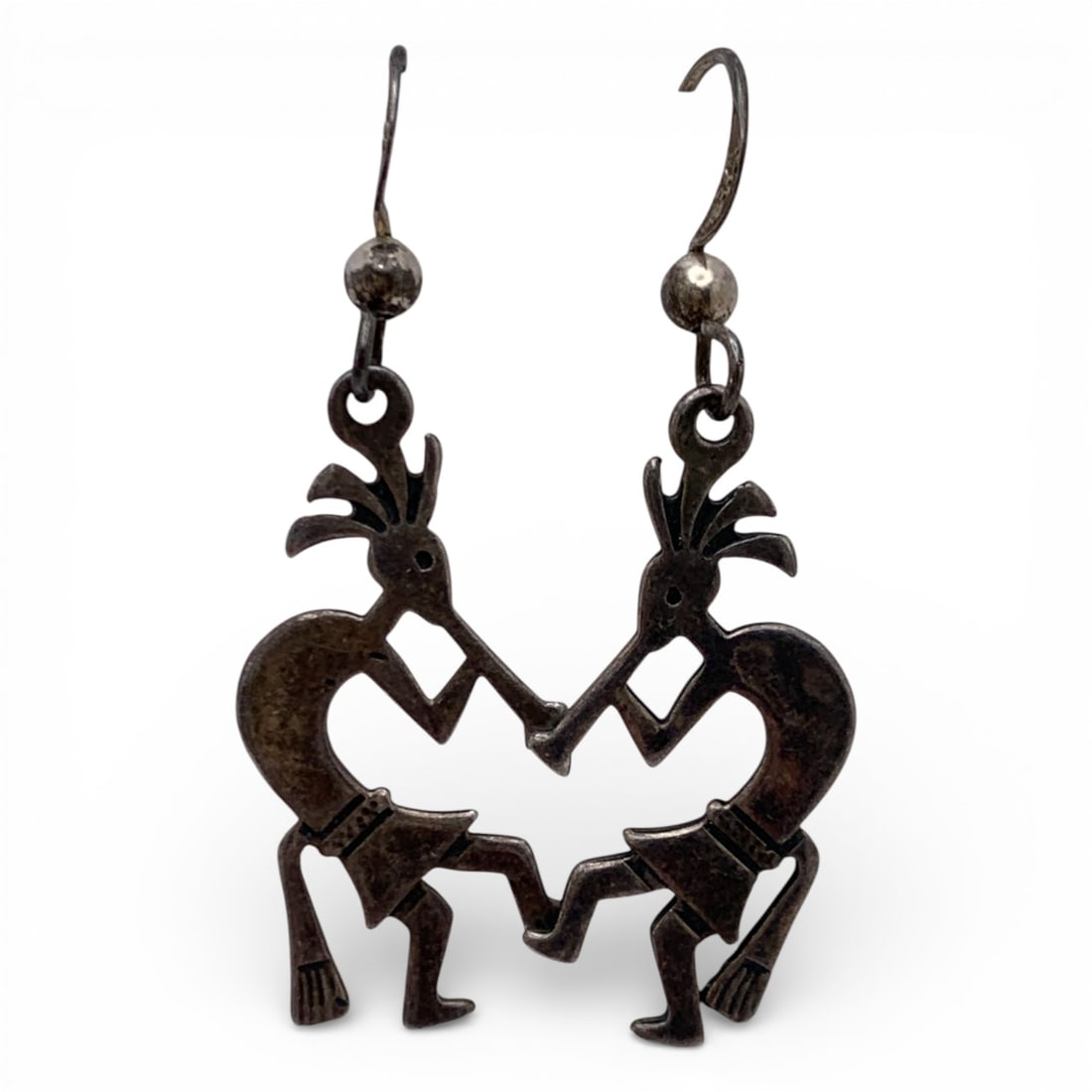 Pair Of Sterling Silver Figural Earrings: Marked Sterling - 1 5/8" Long - 2.9 Grams