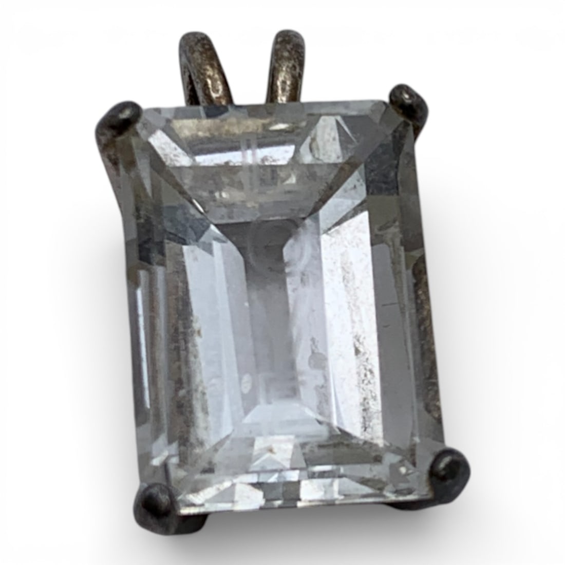 Sterling Silver & Clear Stone Pendant (1 of 3)