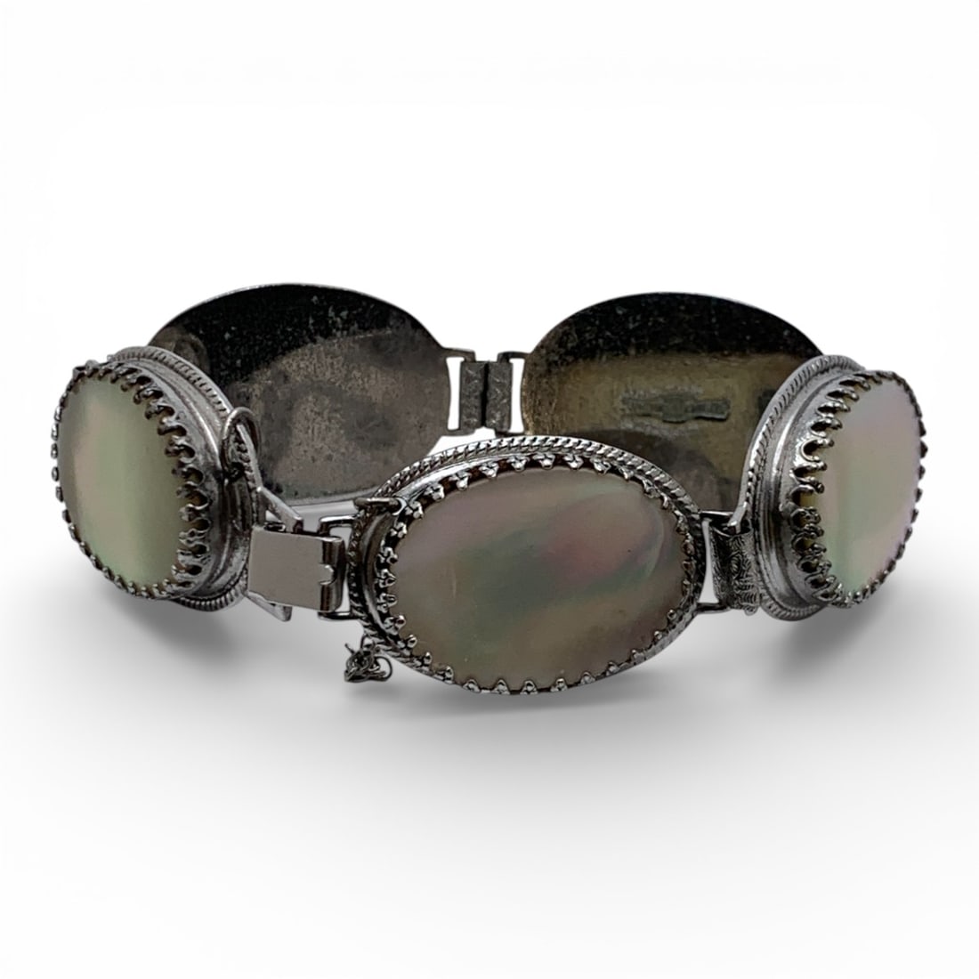 Whiting & Davis Mother Of Pearl Bracelet: Marked Whiting & Davis Co - 7 5/8" Long