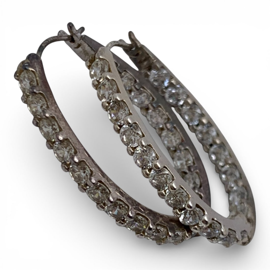 Pair Of Sterling Silver & Cubic Zirconia Earrings (1 of 4)