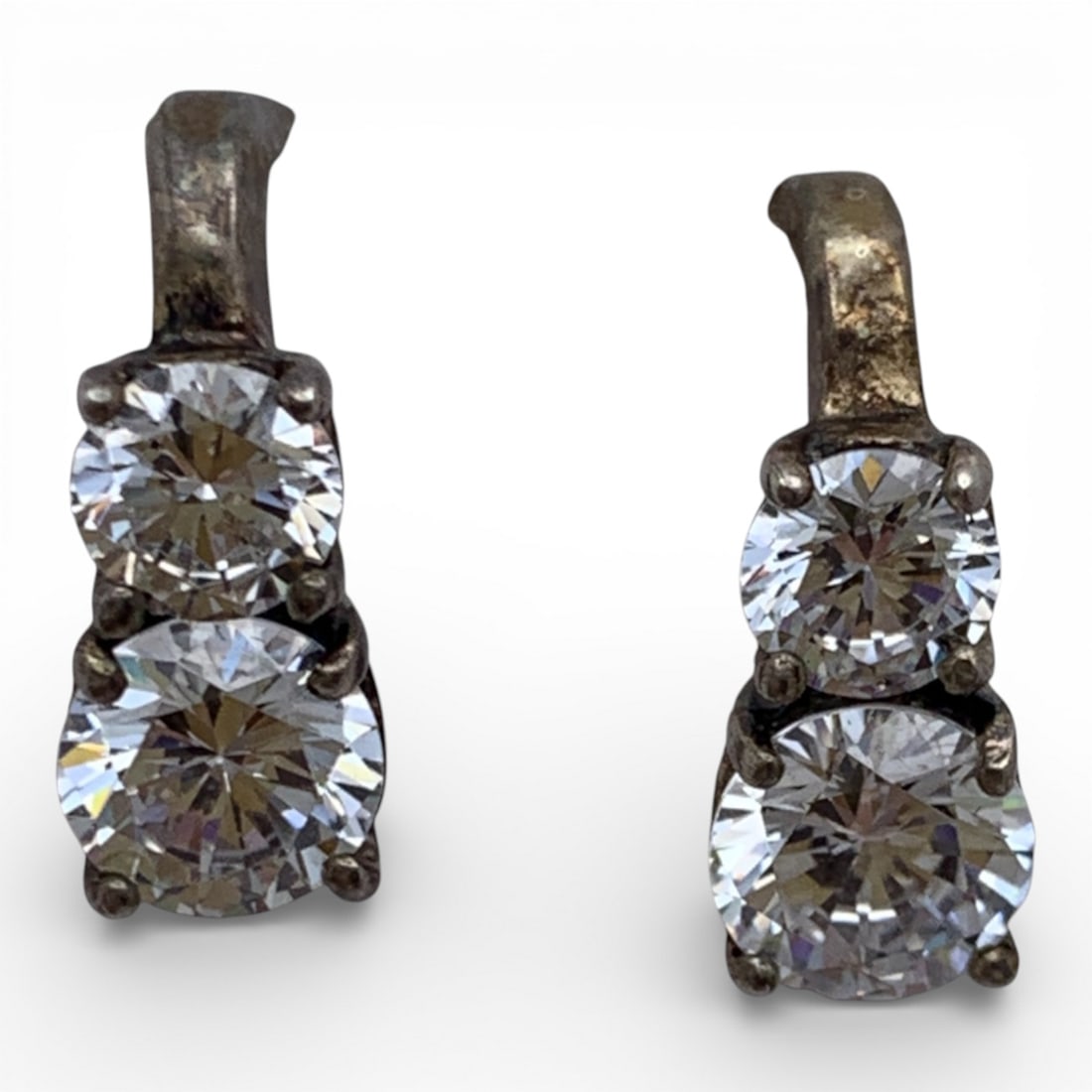 Pair Of Sterling Silver & Cubic Zirconia Earrings (1 of 3)