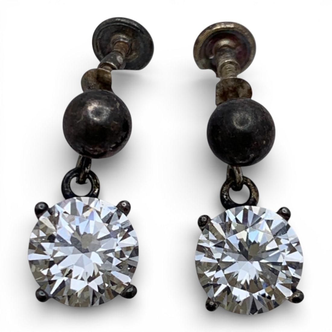 Pair Of Sterling Silver & Cubic Zirconia Earrings (1 of 3)