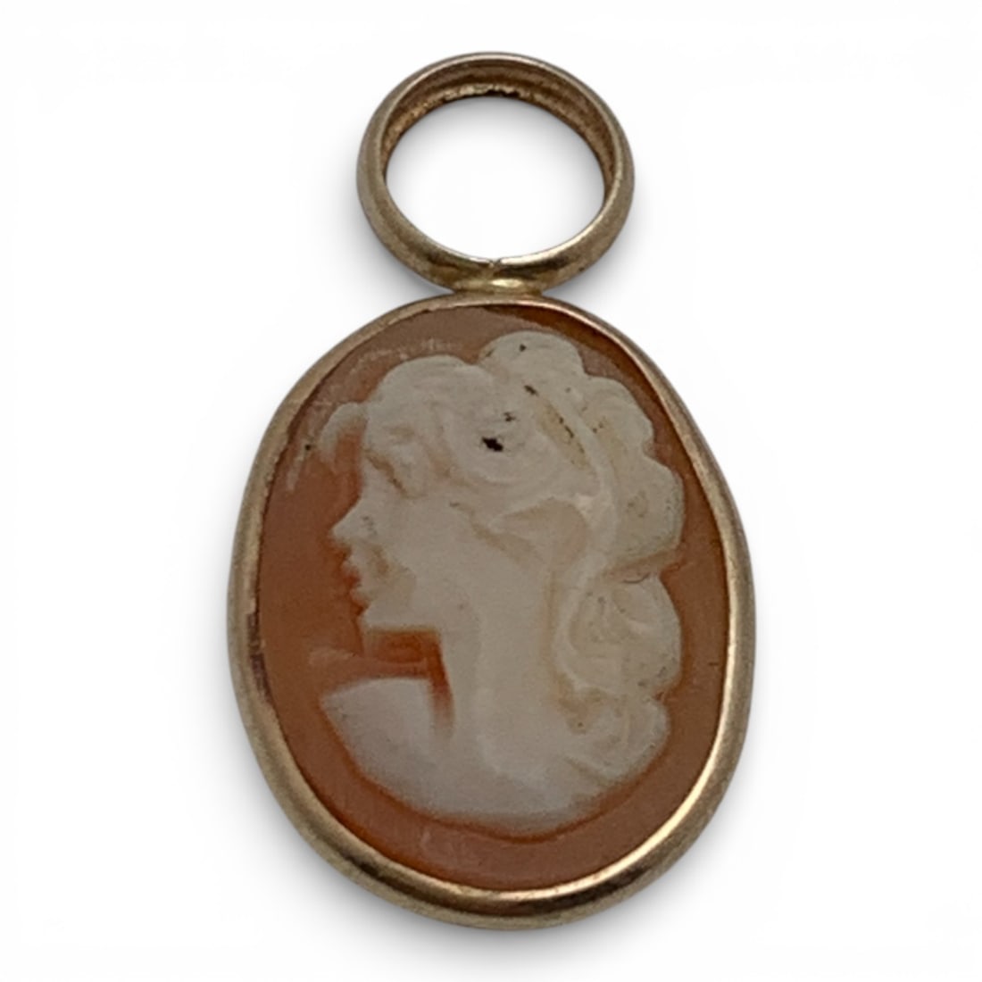 14k Yellow Gold Cameo Pendant: Marked 14k - 7/8" Long - 0.6 DwtGemstones Tested With Presidium Gem Tester Il - Berners Does Not Guarantee Authenticity Of Gemstones