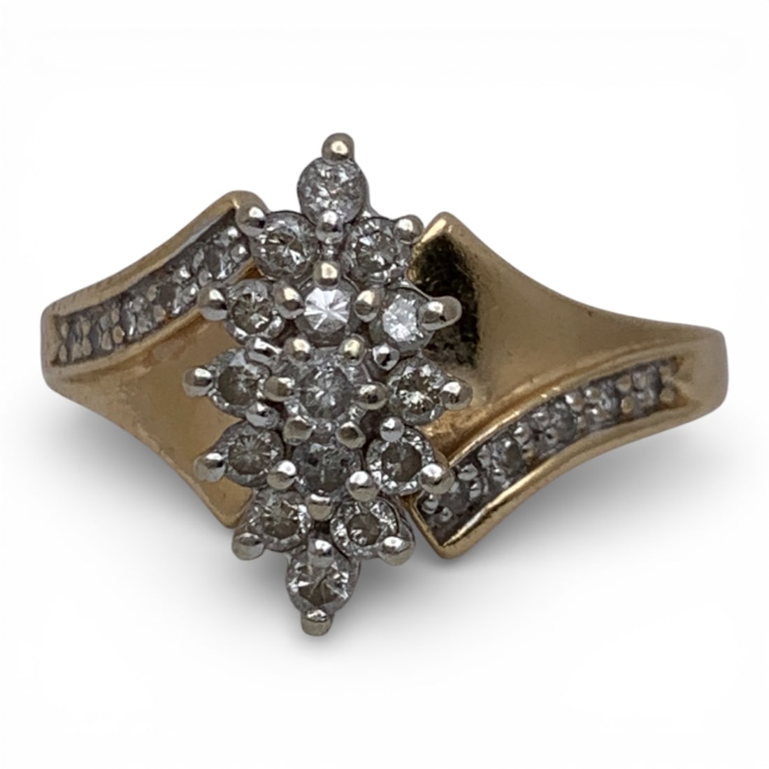 14k Yellow Gold & Diamond Ring: Marked 14k - Size 10 - 3.3 DwtGemstones Tested With Presidium Gem Tester Il - Berners Does Not Guarantee Authenticity Of Gemstones