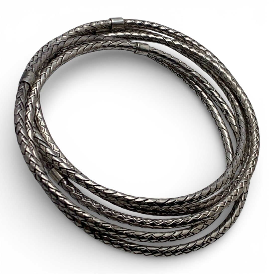 Silver Bangle Bracelet Stack - 4