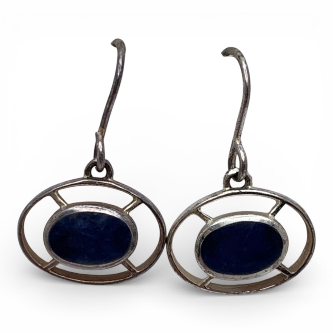 Pair Of Sterling Silver & Blue Stone Earrings (1 of 4)