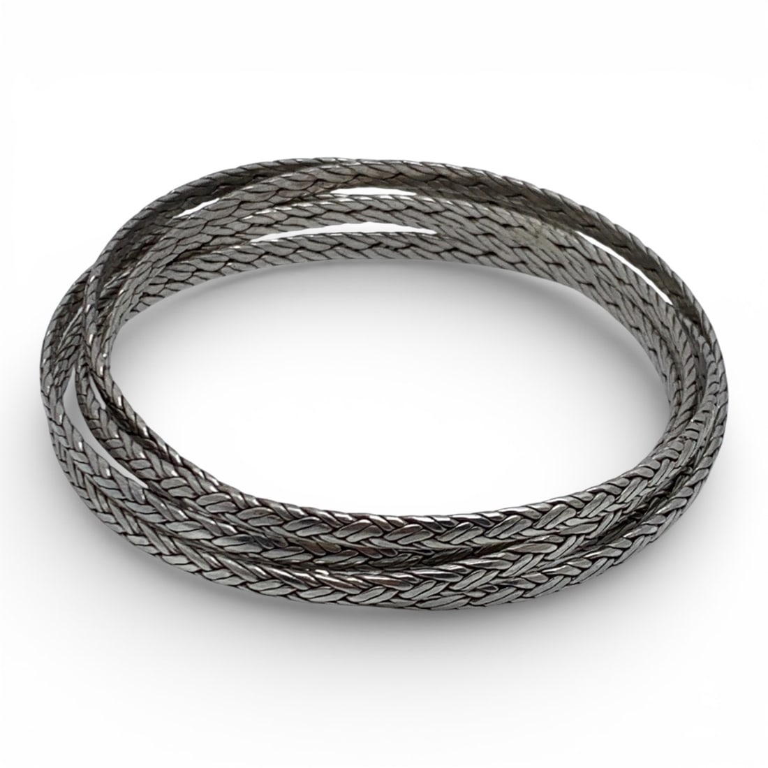 Silver Bangle Bracelet Stack: Tests Silver - 2 1/2" Inside Width - 44.9 Grams