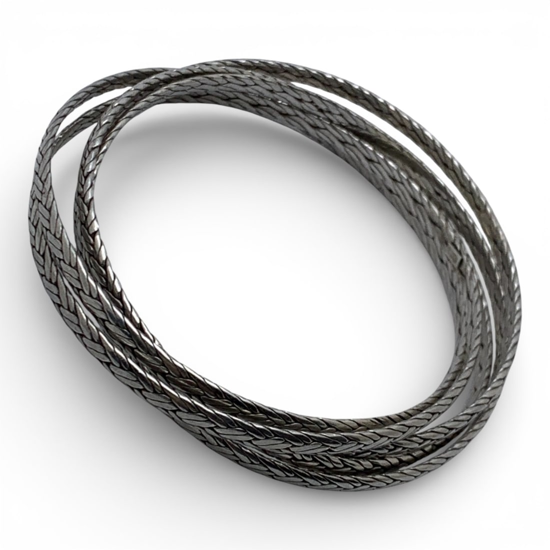 Silver Bangle Bracelet Stack - 2