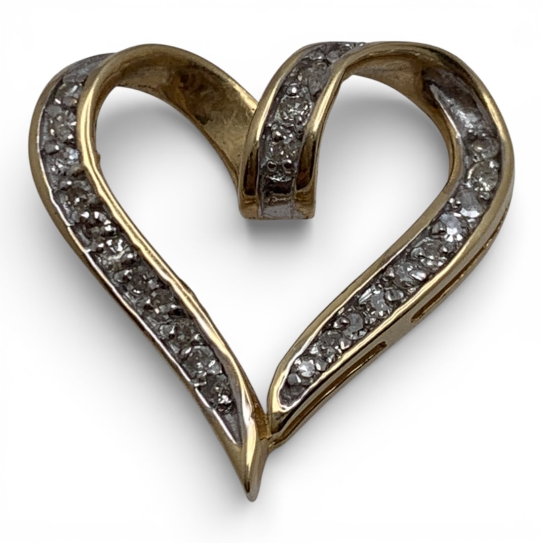 14k Yellow Gold & Diamond Heart Pendant (1 of 3)