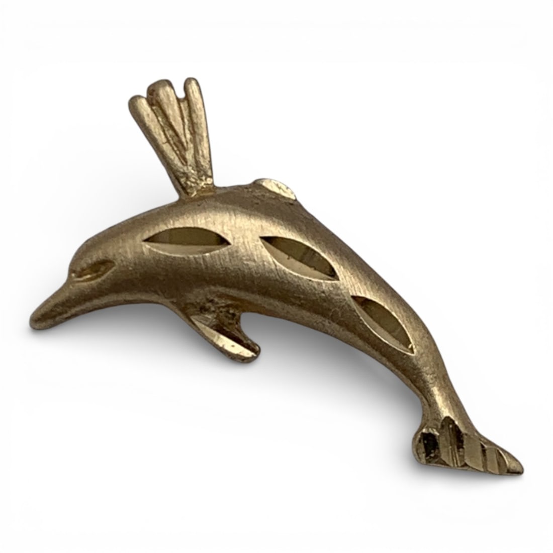 14k Yellow Gold Dolphin Pendant: Marked 14k - 5/8" Long - 0.6 DwtGemstones Tested With Presidium Gem Tester Il - Berners Does Not Guarantee Authenticity Of Gemstones