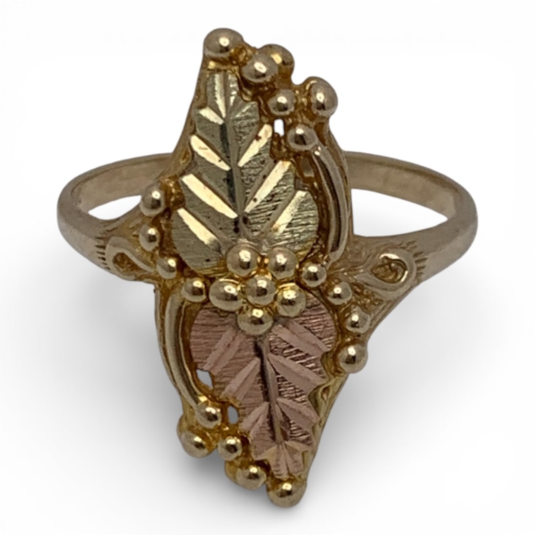 10k Yellow Gold Leaf Design Ring - 4