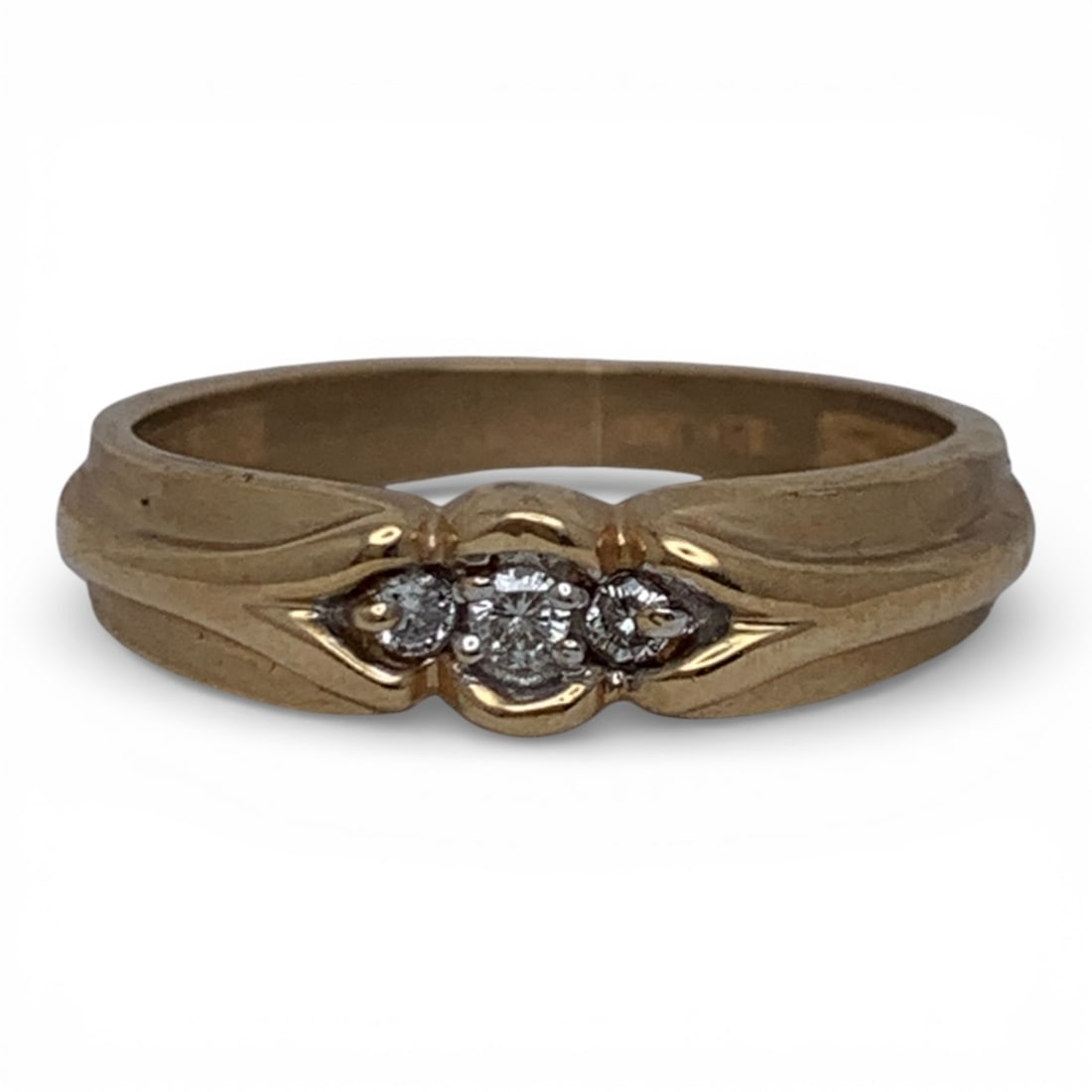 10k Yellow Gold & Diamond Ring: Marked 10k - Size 8.25 - 1.9 DwtGemstones Tested With Presidium Gem Tester Il - Berners Does Not Guarantee Authenticity Of Gemstones