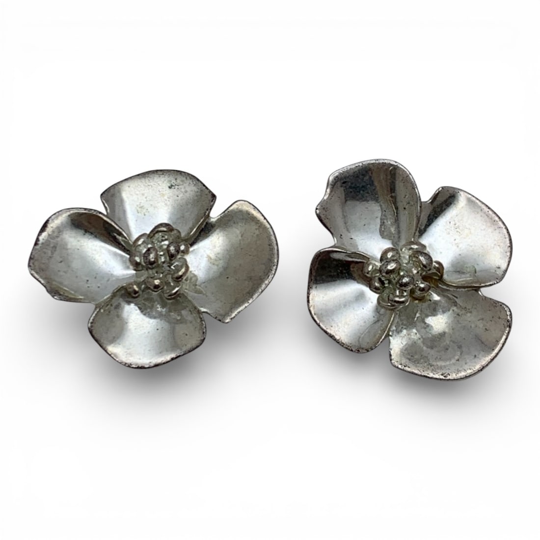 Pair Of Sterling Silver Flower Earrings (1 of 3)