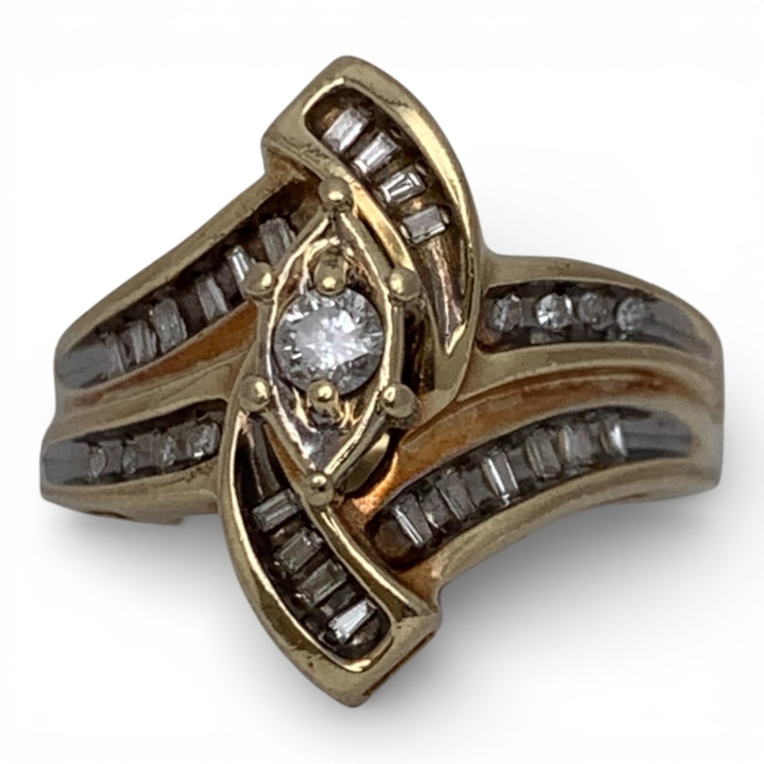 10k Yellow Gold & Diamond Ring: Marked 10k - Size 8 - 3.7 DwtGemstones Tested With Presidium Gem Tester Il - Berners Does Not Guarantee Authenticity Of Gemstones