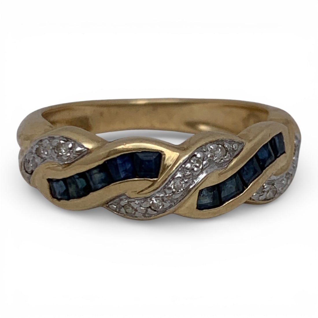 14k Yellow Gold Diamond & Sapphire Ring: Marked 14k - Size 6.5 - 2.1 DwtGemstones Tested With Presidium Gem Tester Il - Berners Does Not Guarantee Authenticity Of Gemstones