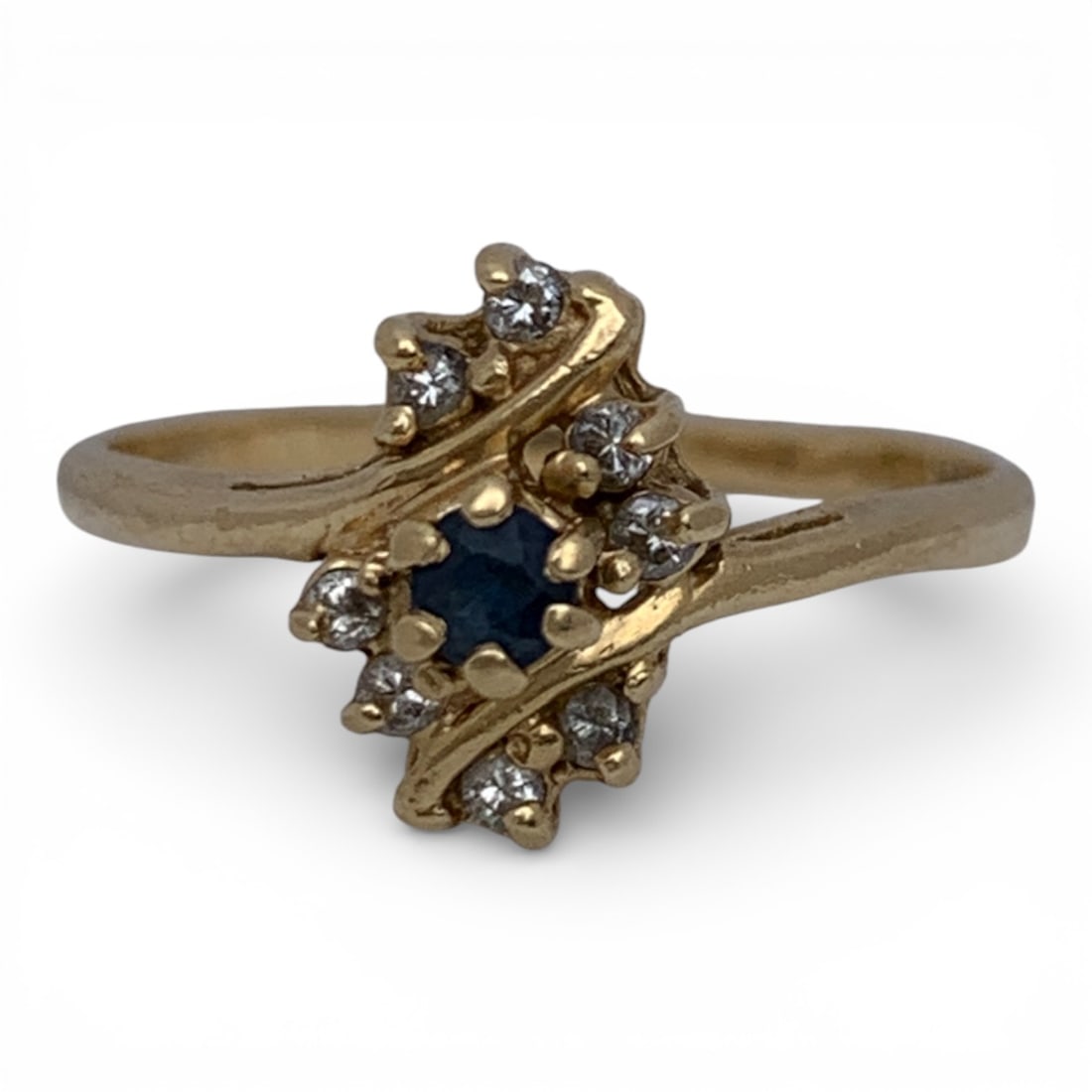 14k Yellow Gold Diamond & Sapphire Ring: Marked 14k - Size 6 - 1.3 DwtGemstones Tested With Presidium Gem Tester Il - Berners Does Not Guarantee Authenticity Of Gemstones