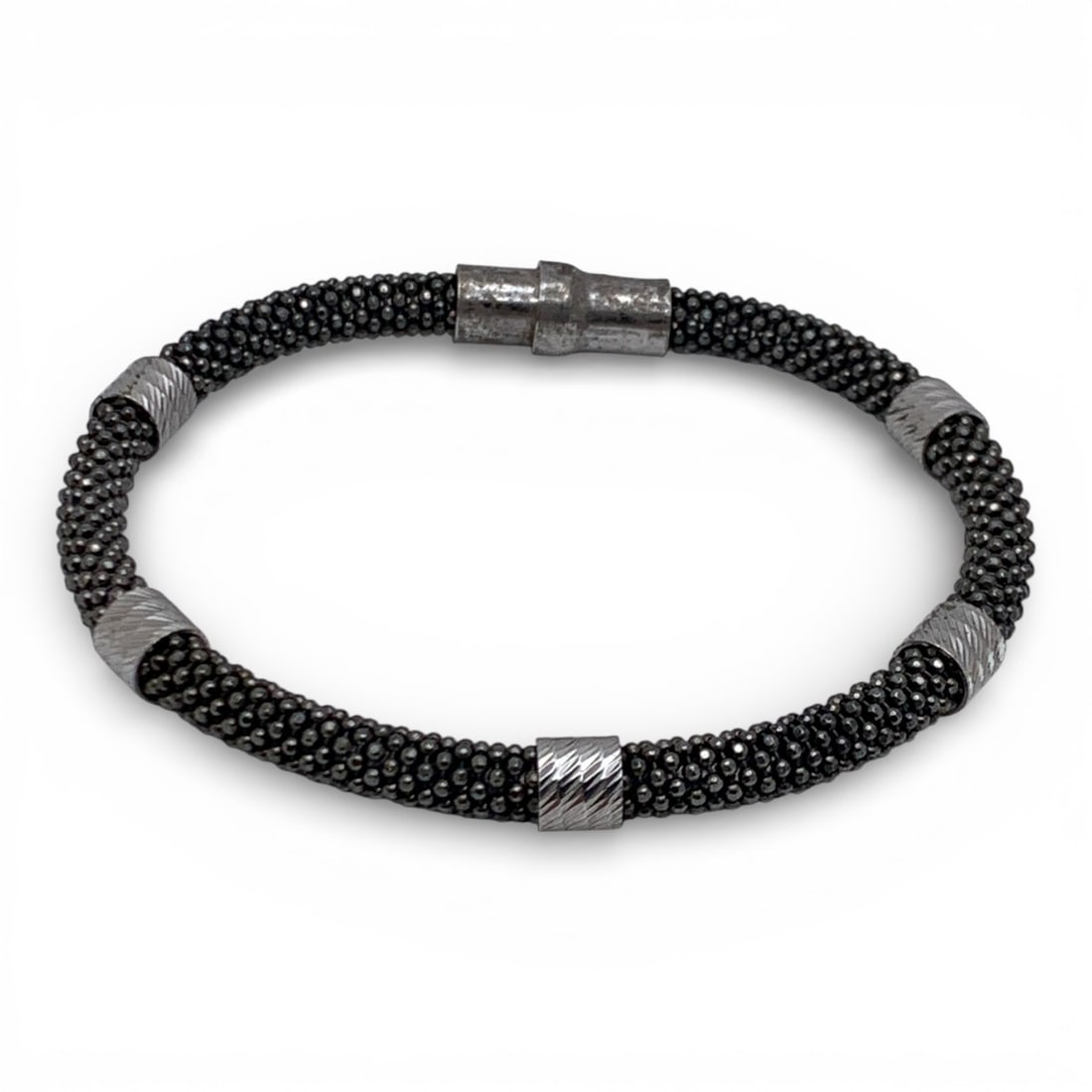 Silver Magnetic Clasp Bracelet: Tests Silver - 7 1/4" Long - 12.3 Grams